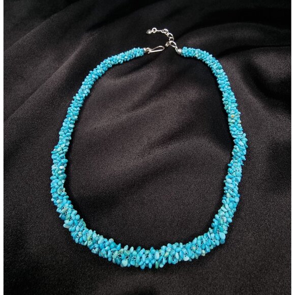 Rare Find Jay King Sterling Silver Genuine Turquoise Necklace With Adjustable - Picture 2 of 5